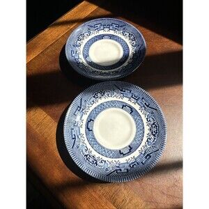 VTG Churchill English Tableware Blue Willow Saucer Set of 2 5.5 inches